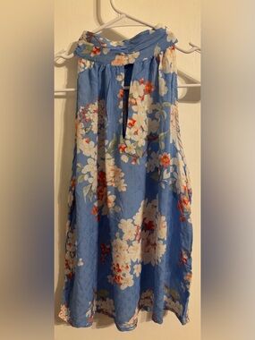 Blue Floral Halter Women's Top
